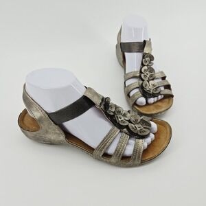 Flexus Spring Step Women's 38 7.5 Slingback Sandal Metallic Gold Leather/Elastic